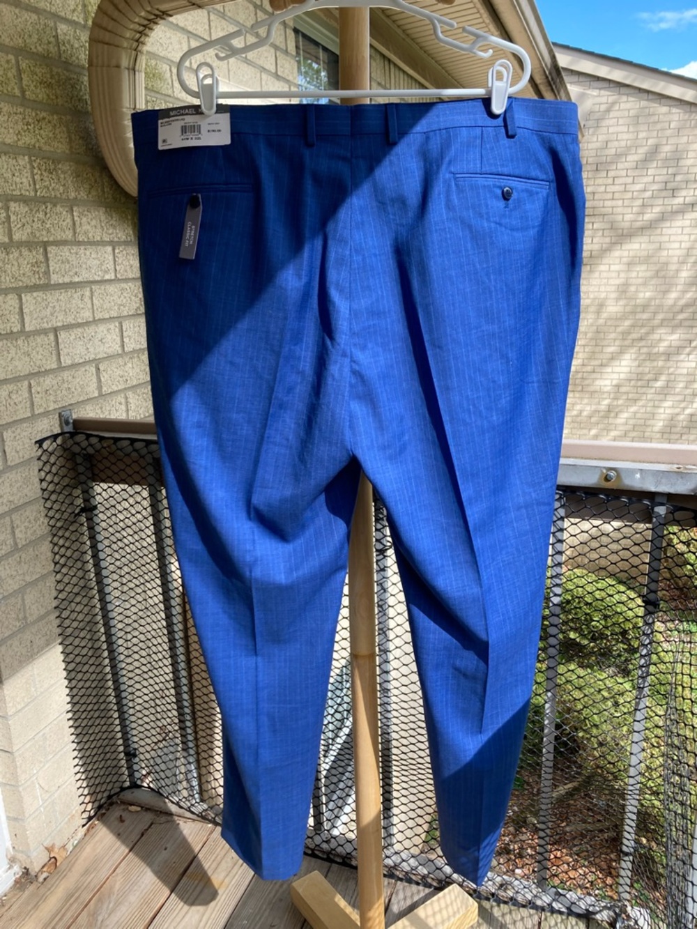 Michael Kors Wool Blend Blue Pinstripe Dress Pants Stretch Trousers Malone 44/32 - Picture 6 of 17